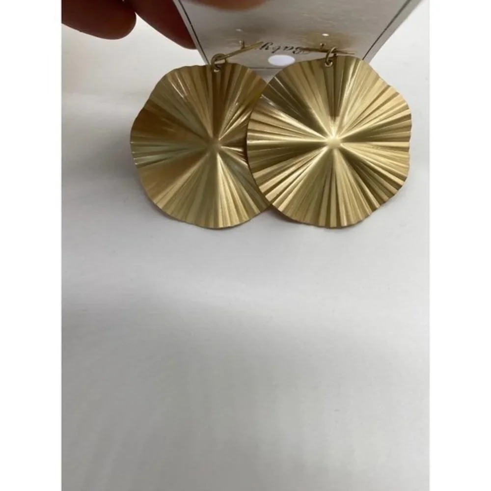 Baby Jewelry Drop Earrings Women OS Gold Hammered Faux Pearl Retro Boho